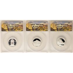 Lot of (3) 2010-S Proof Silver America Beautiful Quarter Coins ANACS PR70 DCAM