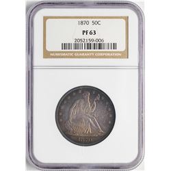 1870 Proof Seated Liberty Half Dollar Coin NGC PF63