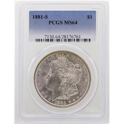 1881-S $1 Morgan Silver Dollar Coin PCGS MS64