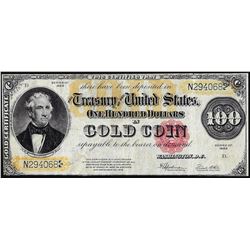 1922 $100 Gold Certificate Note