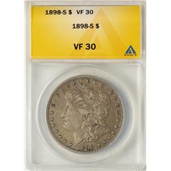 1898-S $1 Morgan Silver Dollar Coin ANACS VF30