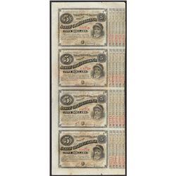Uncut Sheet of (4) State of Louisiana Baby Bond Obsolete Notes