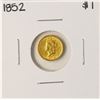 Image 1 : 1852 $1 Liberty Head Gold Dollar Coin