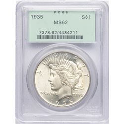 1935 $1 Peace Silver Dollar Coin PCGS MS62