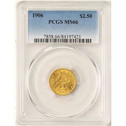 1906 $2 1/2 Liberty Head Quarter Eagle Gold Coin PCGS MS66