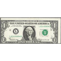 1969 $1 Federal Reserve Note Misalignment ERROR