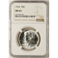 1964 Kennedy Half Dollar Coin NGC MS65