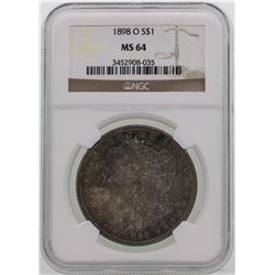 1898-O $1 Morgan Silver Dollar Coin NGC MS64 AMAZING TONING