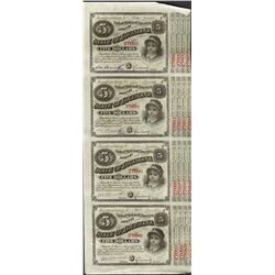 Uncut Sheet of (4) State of Louisiana Baby Bond Obsolete Notes