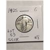 Image 1 : 1925 Silver Standing Walking Liberty US Quarter Good Grade