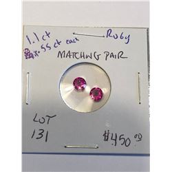 Rare *GEM QUALITY* Matching Pair 1.1TW Carat RUBIES