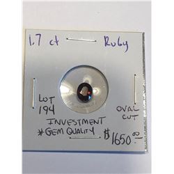 Beautiful Investment *GEM QUALITY* 1.70 Carat RUBY Oval Cut