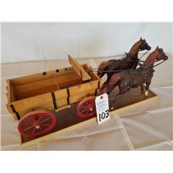 Wood Hand carved Triple box wagon(grain)