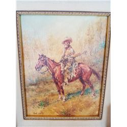 Original Western paint ."Mountain Man on a Horse"