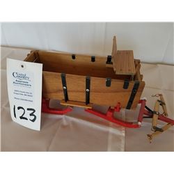 Wood hand crafted wood bobsled w/box