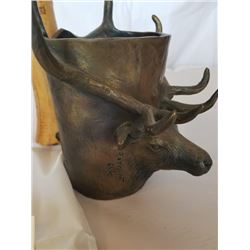 cast bronze rocky mountain elk  mug w/wood handle