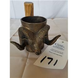 Cast bronze stone ram bighorn sheep