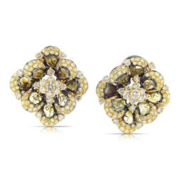 18k Two Tone Gold  6.95CTW Diamond and Sliced Dia Earring