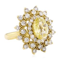 6.09 ctw Yellow Sapphire And Diamond Ring - 14KT Yellow Gold