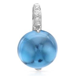 14k White Gold  2.80CTW Blue Topaz and Diamond Pendant