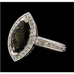 1.61 ctw Tourmaline and Diamond Ring - 14KT White Gold