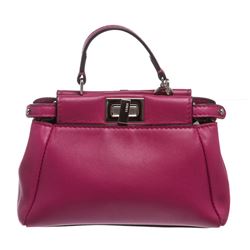 Fendi Pink Nappa Leather Peekaboo Micro Crossbody Handbag