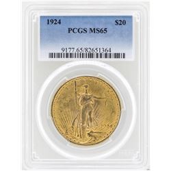 1924 $20 St. Gaudens Double Eagle Gold Coin PCGS MS65