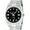 Rolex Mens Stainless Black Diamond 36MM Datejust Wristwatch