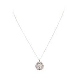 1.00 ctw Diamond Floral Motif Pendant with Chain - 14KT White Gold