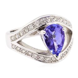 2.35 ctw Tanzanite And Diamond Ring - 18KT White Gold