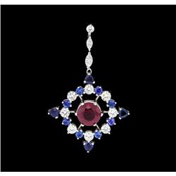 2.22 ctw Ruby, Sapphire and Diamond Pendant - 14KT White Gold