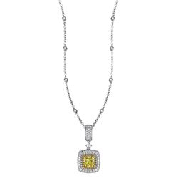 18k Two Tone Gold 1.38CTW Diamond Pendant, (VS1-SI1/G-H/Intense Yellow)