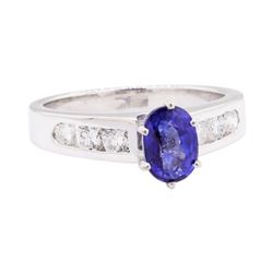 1.23 ctw Sapphire and Diamond Ring - 14KT White Gold