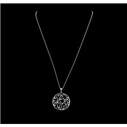 0.84 ctw Sapphire and Diamond Pendant & Chain - 14KT White Gold