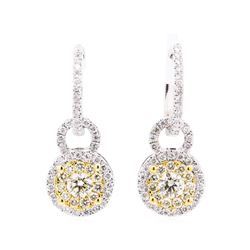 1.35 ctw Diamond Earrings - 14KT White And Yellow Gold