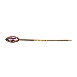 Purple Crystal Stick Pin - Yellow Gold Plated