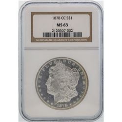 1878-CC $1 Morgan Silver Dollar Coin NGC MS63