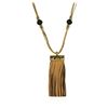 Image 2 : Bamboo Leather Tassel Necklace - Gold Plated