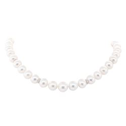 0.33 ctw Diamond and South Sea Pearl Necklace - 14KT White Gold