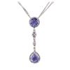 Image 1 : 8.10 ctw Tanzanite and Diamond Pendant And Chain - 18KT White Gold