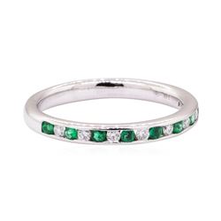 0.51 ctw Emerald and Diamond Ring - 14KT White Gold