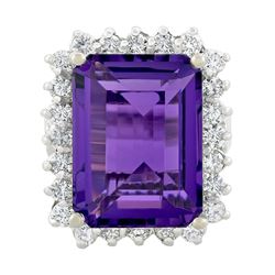 14KT White Gold 12.49 ctw Amethyst and Diamond Ring