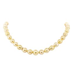 0.35 ctw Diamond and South Sea Pearl Necklace - 14KT Yellow Gold