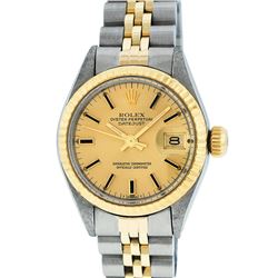 Rolex Ladies 2 Tone 14K Champagne Index 26MM Datejust Wristwatch