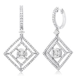 18k White Gold 1.66CTW Diamond Earring, (VS2-SI1/SI1/H-J/H)