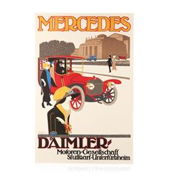 Vintage Mercedes Hand Pulled Limited Edition Lithograph Poster