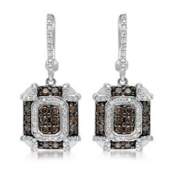 14k White Gold 1.04CTW Diamond and Brown Diamonds Earring, (SI3/G)