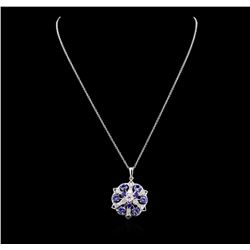 2.88 ctw Tanzanite, Sapphire and Diamond Necklace - 14KT White Gold