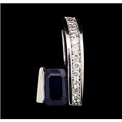 1.05 ctw Sapphire And Diamond Pendant - 14KT White Gold