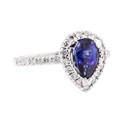 1.28 ctw Sapphire And Diamond Ring - 14KT White Gold